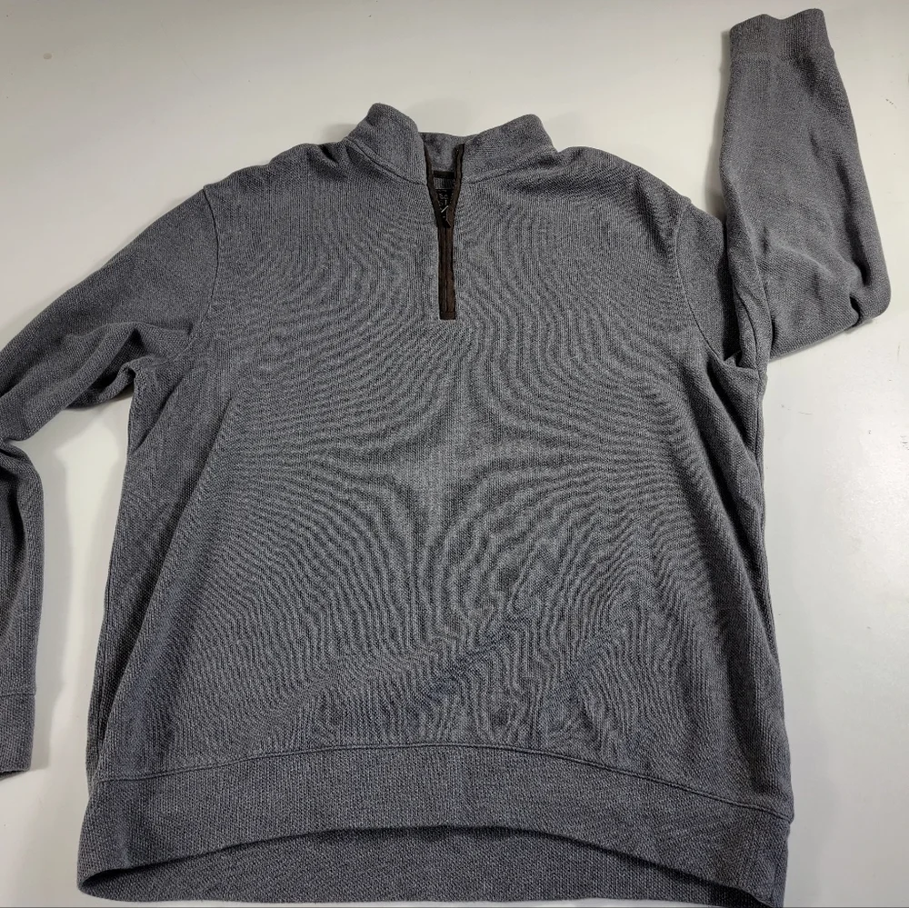 Jos. A. Bank Reserve Traditional Fit grey Cotton 1/4 Zip Sweater Men’s L EUC